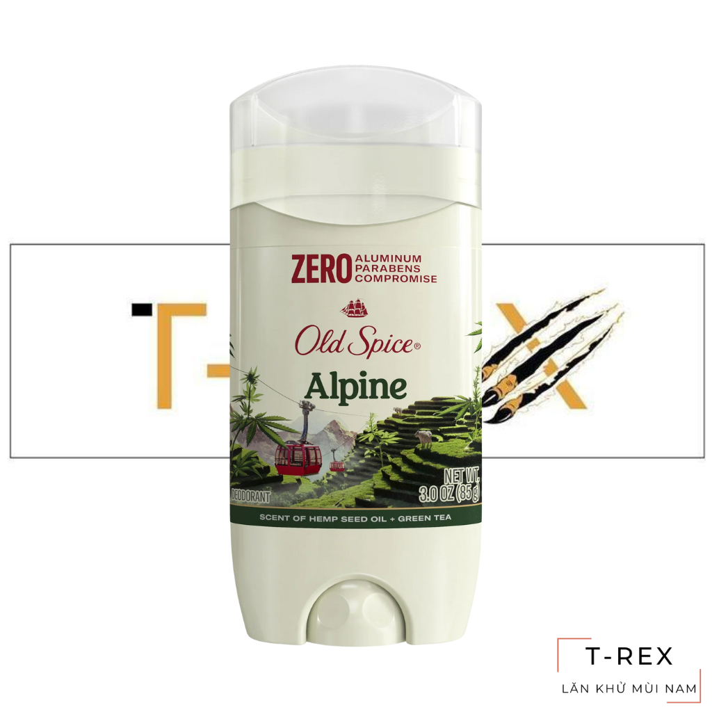 Lăn Khử Mùi Old Spice Fresher Collection Alpine with Hemp Seed Oil 85Gr (Sáp Xanh)