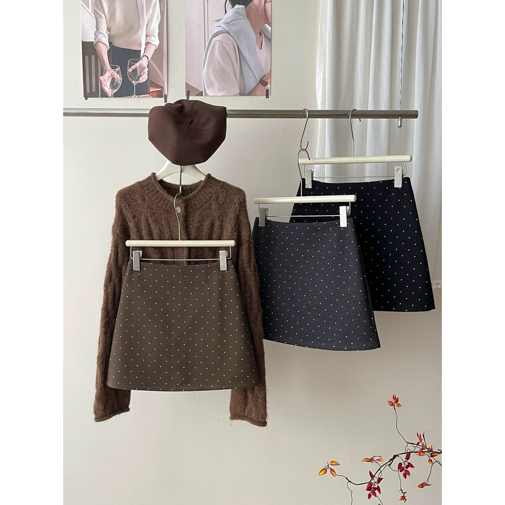 Lily.clothes- Chân váy dạ chấm bi form chữ A dày dặn có lót hàng QC