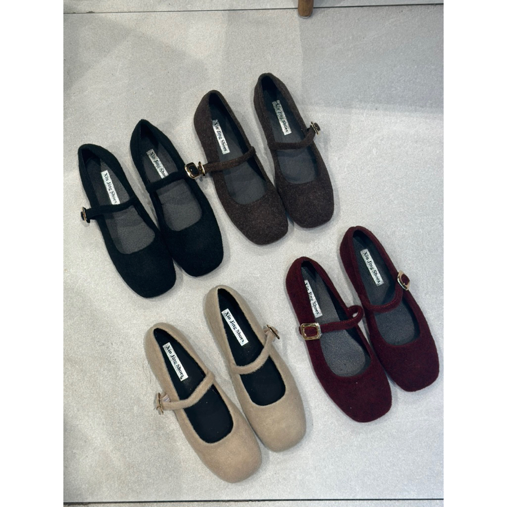 Giày búp bê nữ chất da nhung VẢI XÙ dây ngang hottrend K6 | BigBuy360 - bigbuy360.vn