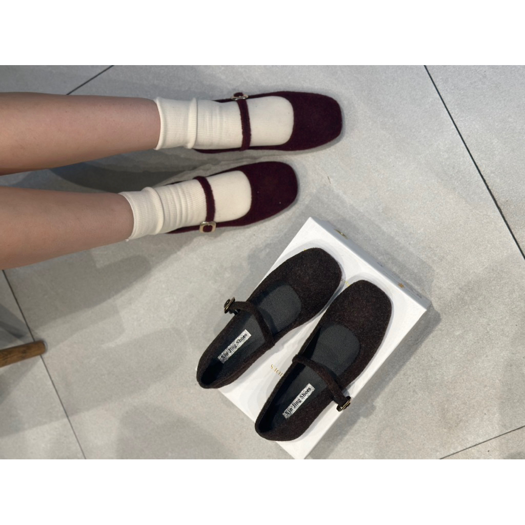 Giày búp bê nữ chất da nhung VẢI XÙ dây ngang hottrend K6 | BigBuy360 - bigbuy360.vn