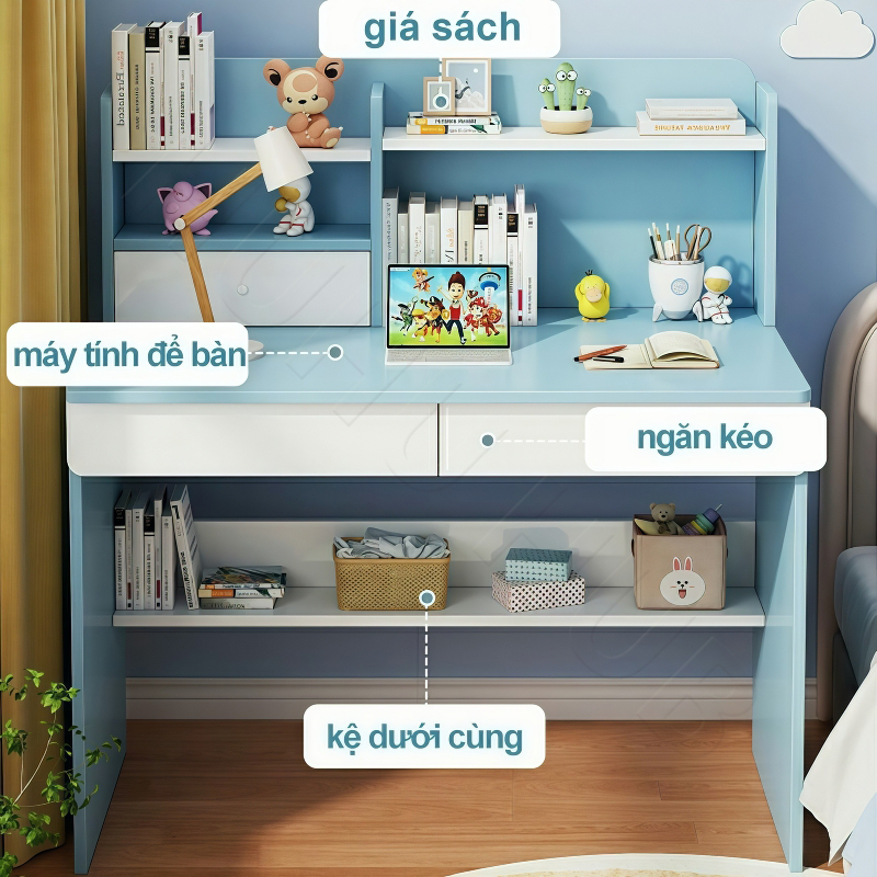 HUHU Bàn học trẻ em có ngăn kéo làm việc Bàn máy tính Bộ chống gù gỗ tự nhiên cao cách Bắc Âu | BigBuy360 - bigbuy360.vn