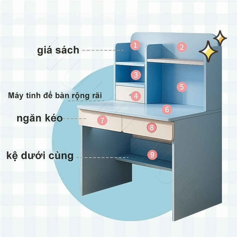 HUHU Bàn học trẻ em có ngăn kéo làm việc Bàn máy tính Bộ chống gù gỗ tự nhiên cao cách Bắc Âu | BigBuy360 - bigbuy360.vn