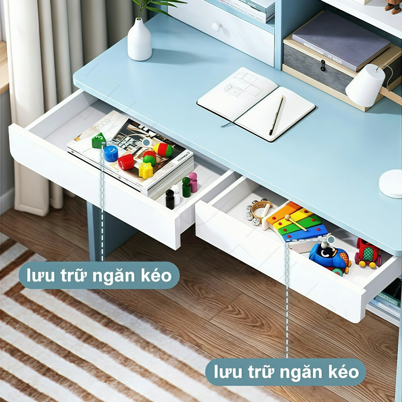 HUHU Bàn học trẻ em có ngăn kéo làm việc Bàn máy tính Bộ chống gù gỗ tự nhiên cao cách Bắc Âu | BigBuy360 - bigbuy360.vn