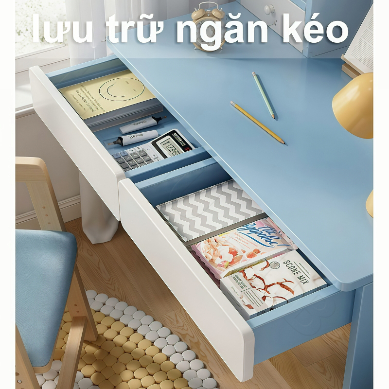HUHU Bàn học trẻ em có ngăn kéo làm việc Bàn máy tính Bộ chống gù gỗ tự nhiên cao cách Bắc Âu | BigBuy360 - bigbuy360.vn