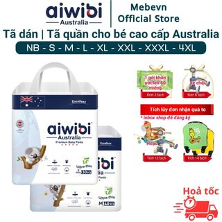  Tã dán tã quần cho bé Aiwibi Australia bỉm cho bé siêu mỏng và mềm mại thấm hút tốt đến 10 tiếng 