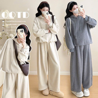  Bộ suông bộ bầu và sau sinh thiết kế ÁO MŨ KÈM QUẦN CÓ CHUN CHỈNH tiện lợi chất ZIP LÔNG ấp áp thời trang xinh xắn B62 