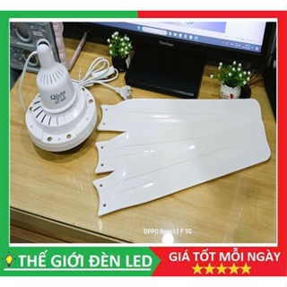  Quạt trần mini, quạt treo mùng 3 cánh lớn màu xanh 15W 