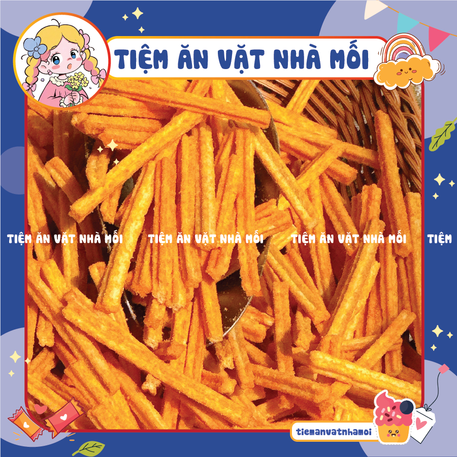 Snack Que Phô Mai Ngó Sen, Bim bim khoai tây ngó sen lắc phô mai thơm ngon, Đồ ăn vặt