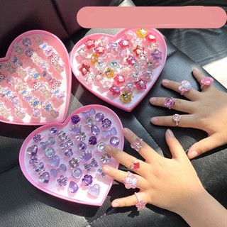 Nhẫn cho bé kuromi melody chất liệu nhựa an toàn phong cách hoạt hình dễ thương đựng hộp trái tim xinh xắn