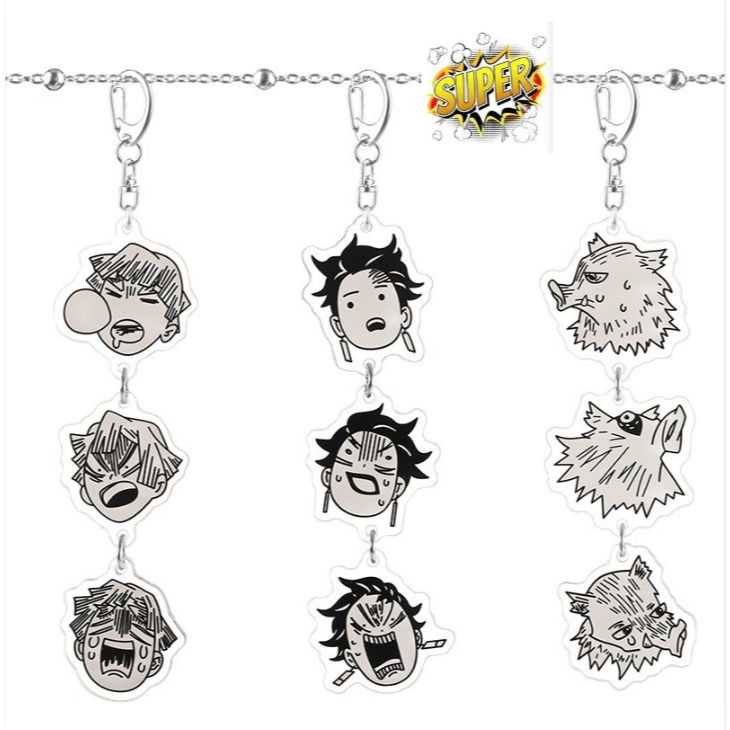 Demon Slayer Cartoon Keychain Anime Action Figures Kamado Tanjirou Nezuko Inosuke Hashibira Cartoon 