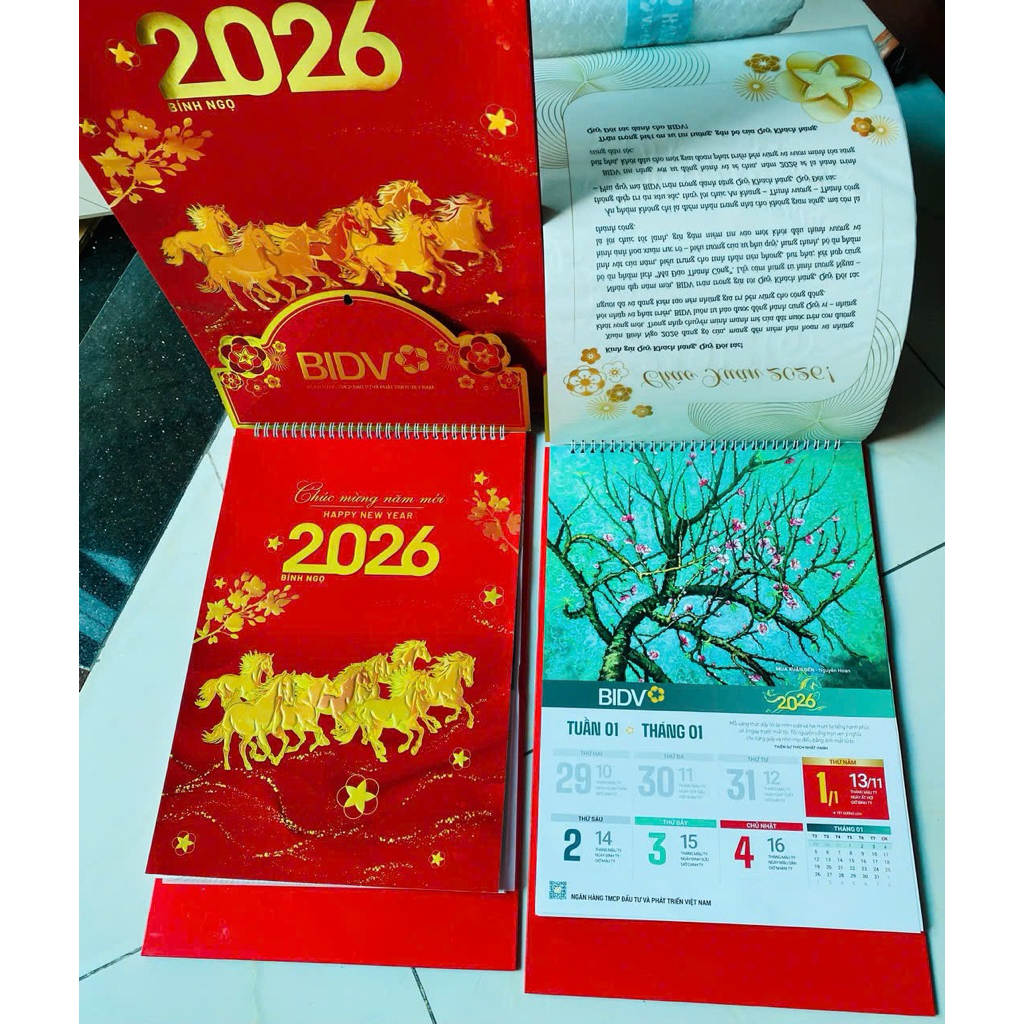 Lịch Ngân hàng BIDV [Lịch 52 Tuần] thiết kế sang trọng,cao cấp