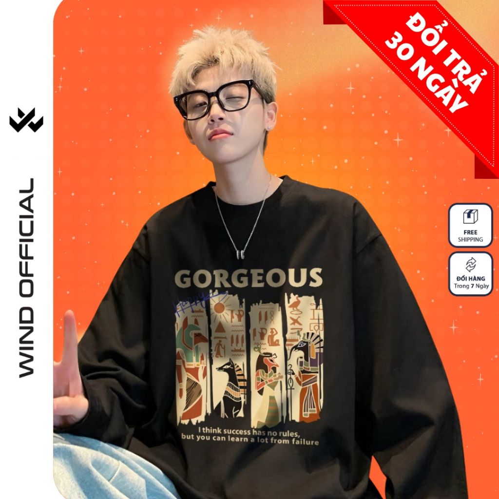 Áo thun tay dài Wind phông unisex form rộng ANCIENT EGYPT nam nữ cotton oversize ulzzang