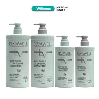 Dầu Gội Xả Giảm Rụng Tóc Sạch Dầu Bết ELVAWELL White Truffle S2 C2 500ML - 1000ML, Màu Xanh