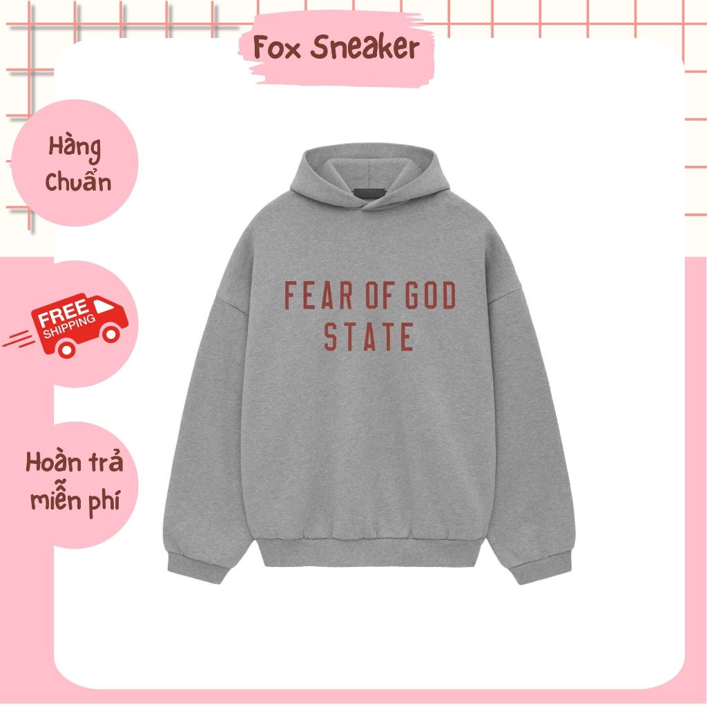 Hoodie Fog Xám Chữ Đỏ | Fox Sneaker