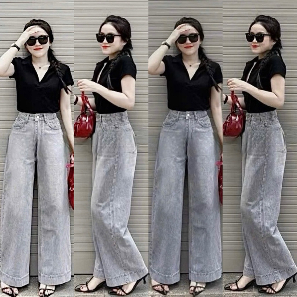 HAP(S-2XL)Quần jeans suông chất jean mềm màu xám khói P 6868