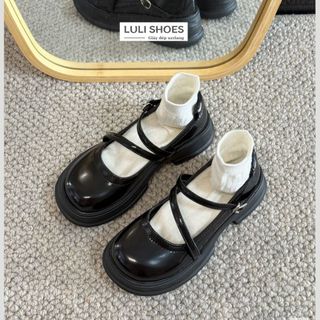   HCM  Giày búp bê lolita CÓ SẴN cao 4CM quai cài đế cao su cưa phong cách đơn giản dễ phối đồ B020 