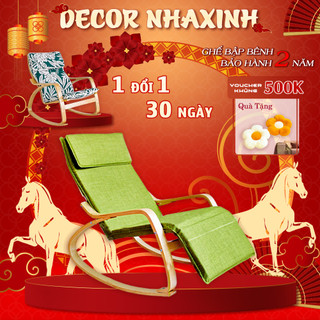  FREESHIP  Ghế Bập Bênh Thư GIãn Ghế Lười Thư Giãn Ghế Poang Khung Gỗ Bạch Dương Có Gác Chân 
