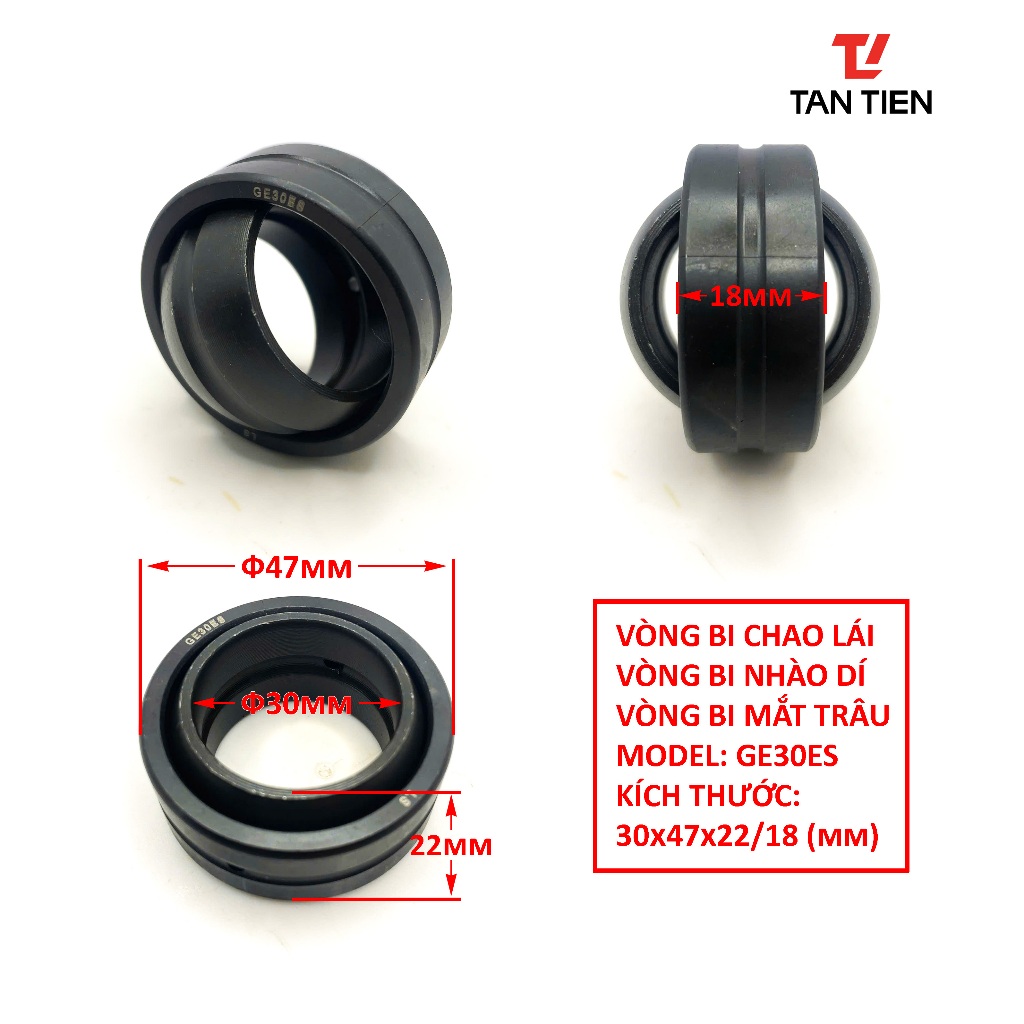 Bạc đạn nhào dí, Vòng bi chao lái xe nâng GE30ES, Kích thước:30x47x22/18 (mm)