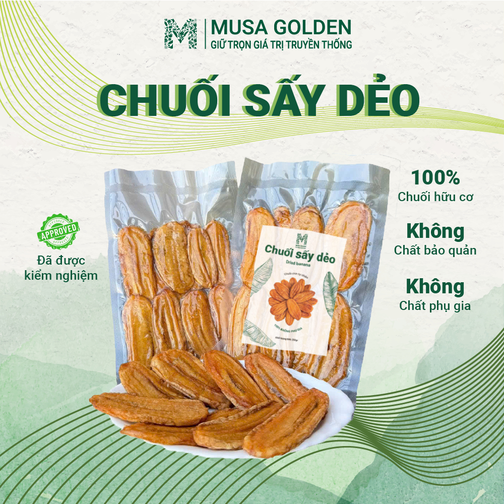 CHUỐI SẤY DẺO NGUYÊN CHẤT 100% – KHÔNG PHỤ GIA