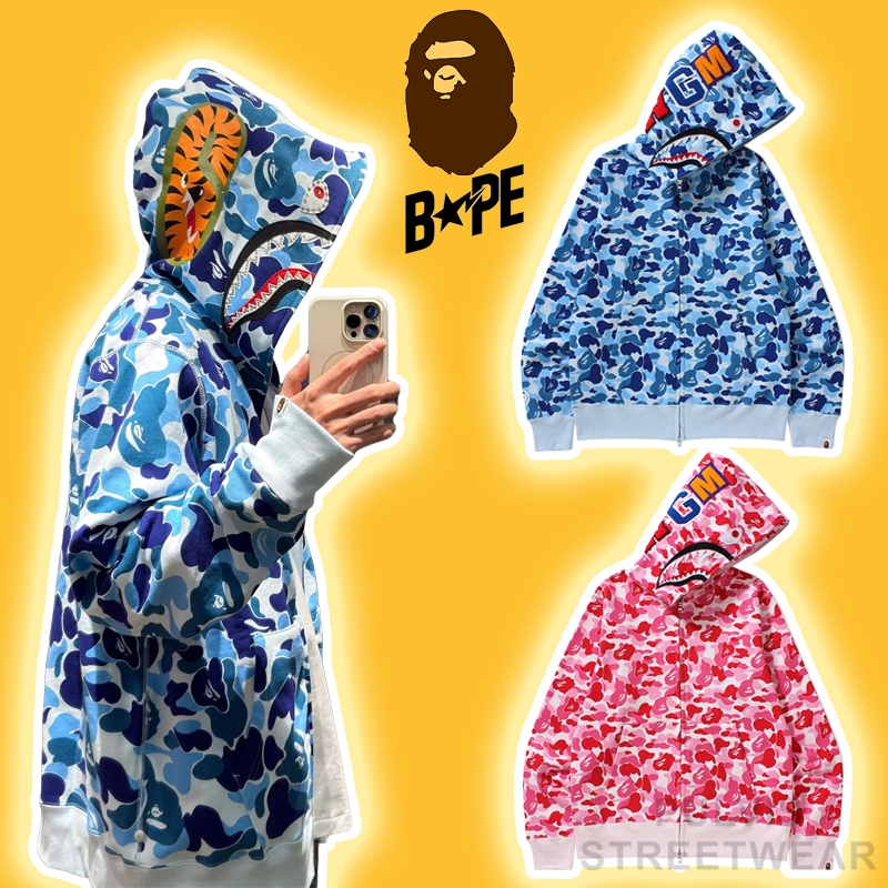 ⚡️[Hight Quality] - Áo Hoodie Jacket Zip Bape Shark Full Zip Cam.o Pink/Blue, Áo khoác khóa kéo, áo 