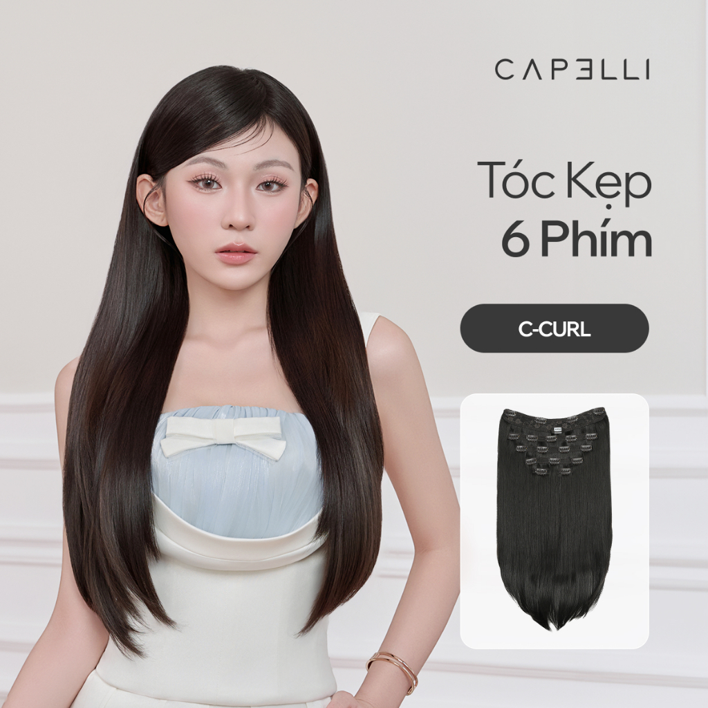 Bộ Tóc Kẹp 6 Phím CAPELLI Cúp C-Curl 50cm