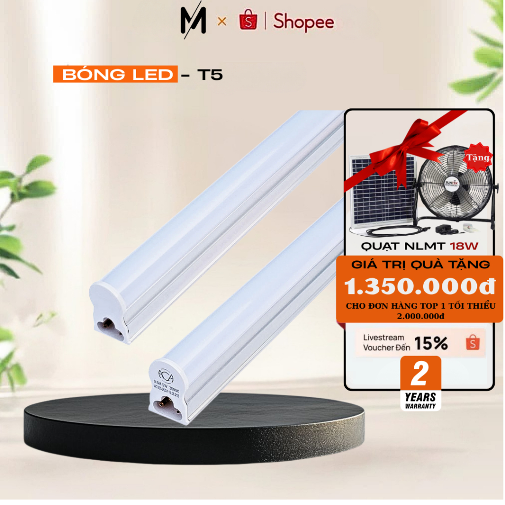 Tuýt Led T5 Liền Máng 30cm-60cm-90cm và 1,2m,Đèn Led hắt Trần Ánh Sáng Trắng,Trung Tính,Vàng