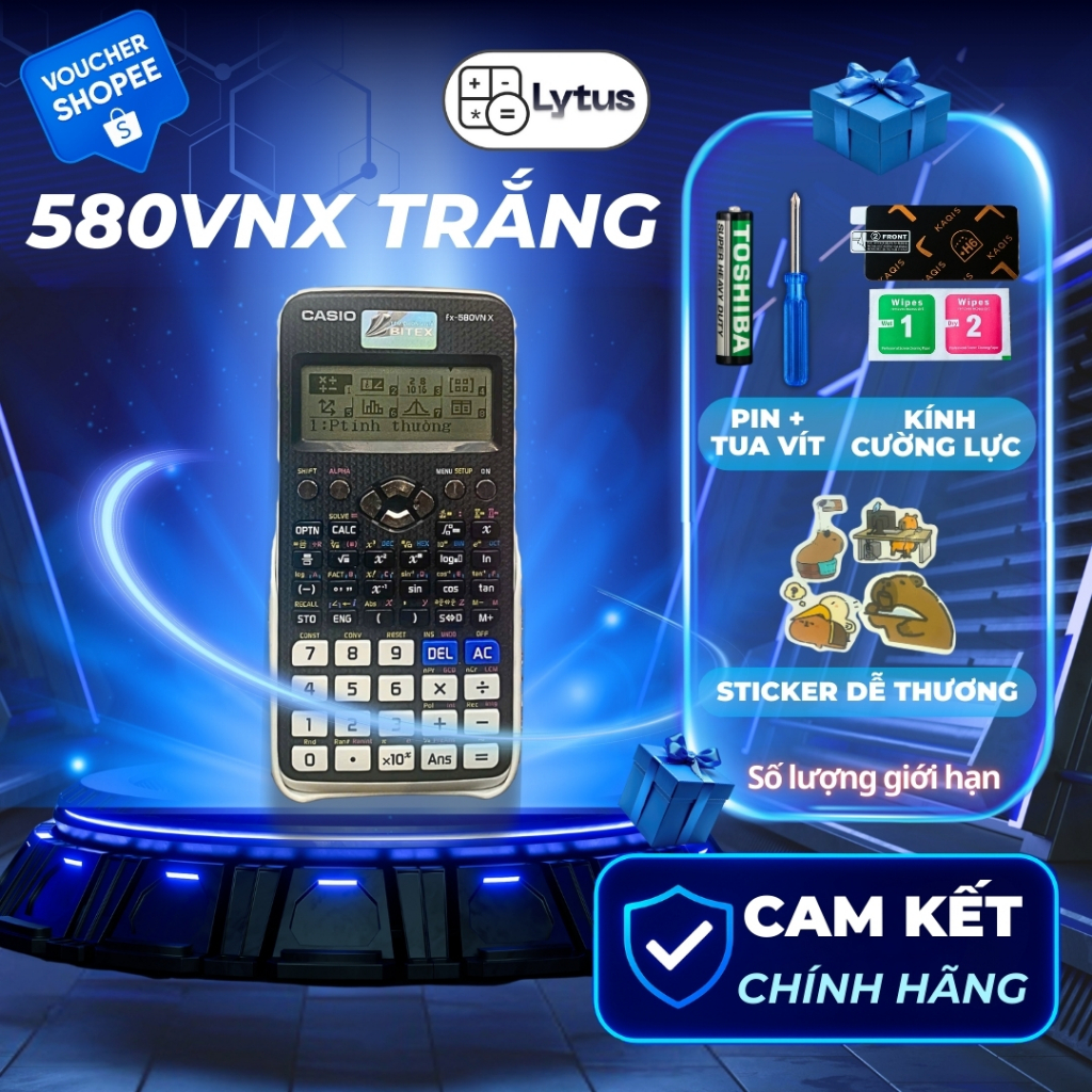 Máy tính casio 580 cũ (độ mới 70-99%) chính hãng bảo hành lên đến 7 năm