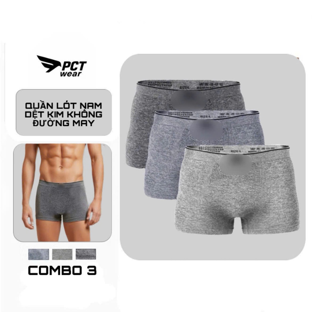 Combo 3 Quần Lót Nam Sịp Đùi Boxer Diệt Kim Dáng Trunk Thấm Hút Vải Co Dãn Thoáng Khí Boxer nam