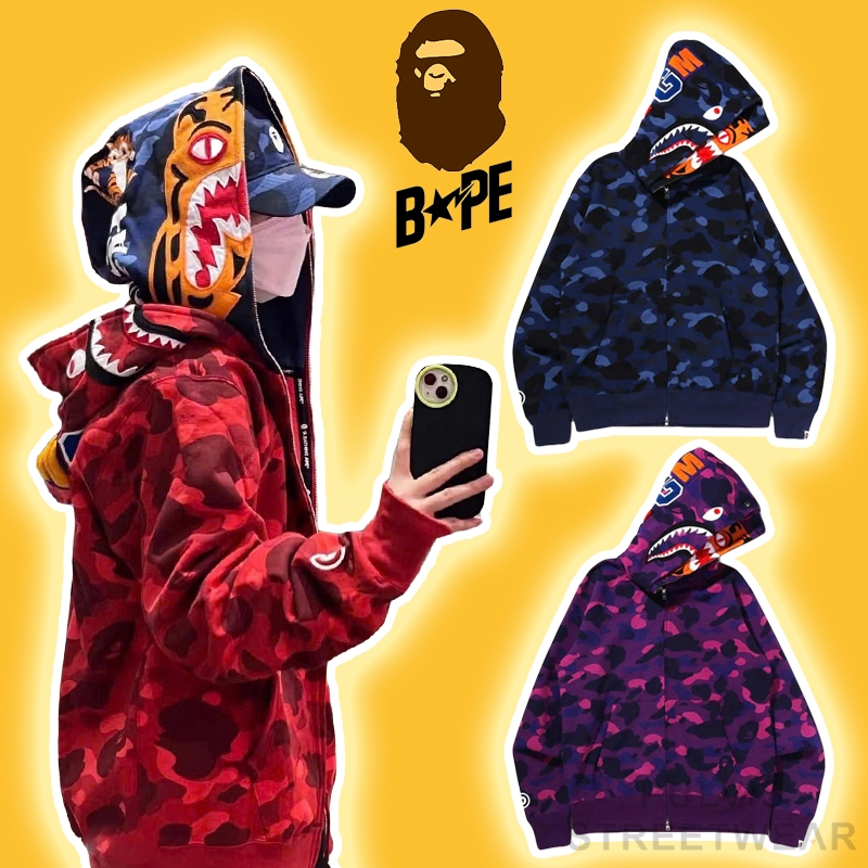 ⚡️[Hight Quality] - Áo Hoodie Jacket Zip Bape Shark Tiger Double Full Zip, Áo khoác khóa kéo, áo hoo