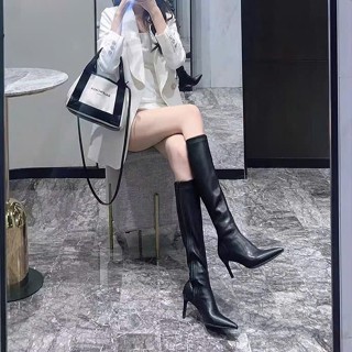 Bốt đùi nữ gót nhọn mũi nhọn da lì lót lông loại 1 cao cấp, Boot nữ đùi bốt nữ dưới gối cao gót 9p mua đông du lịch