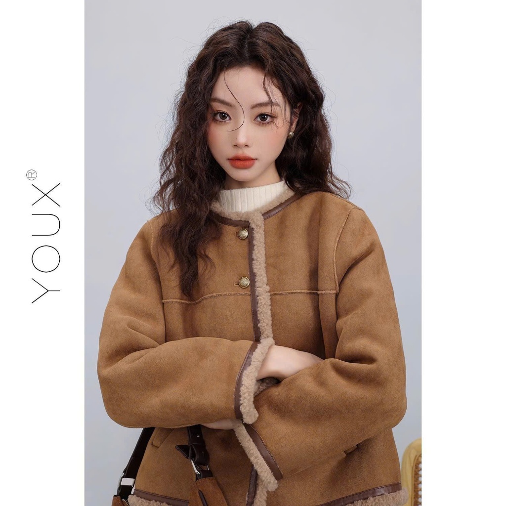 Áo khoác da lộn cao cấp shark chili Phong cách Hàn Quốc S310