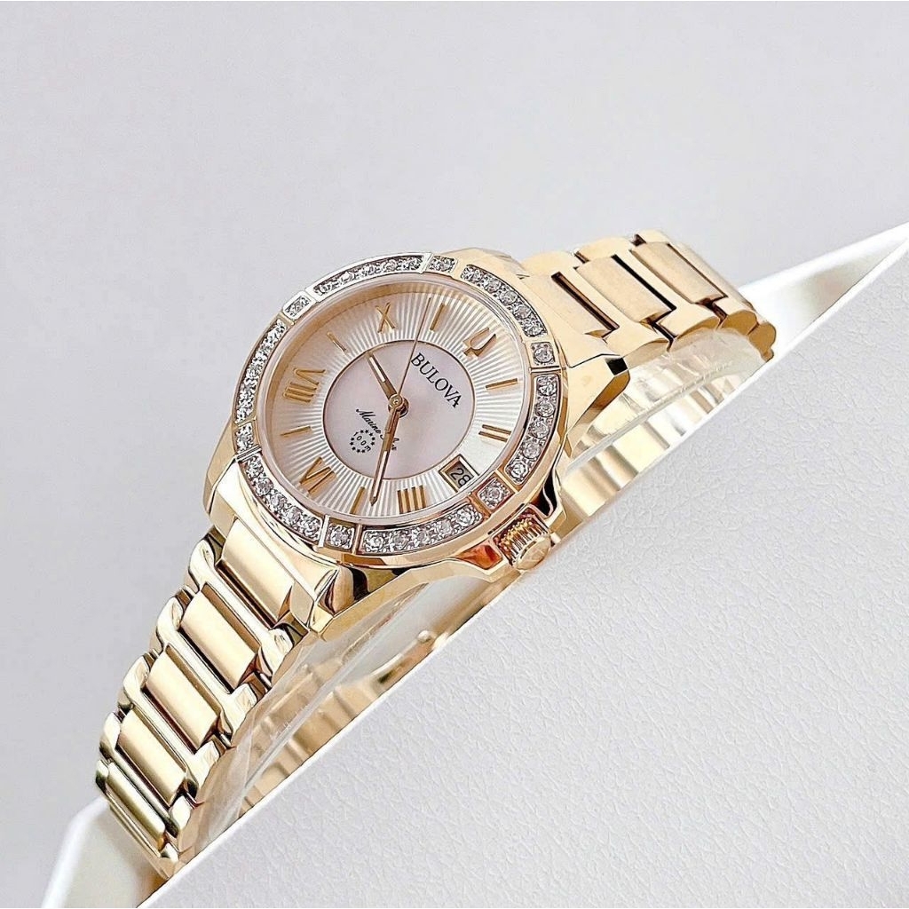 [Chính Hãng 100%] Đồng Hồ Nữ Bulova 98R234 Máy Quartz (Pin) Kính Sapphiare Mặt Tròn Siz 32mm Thép Kh