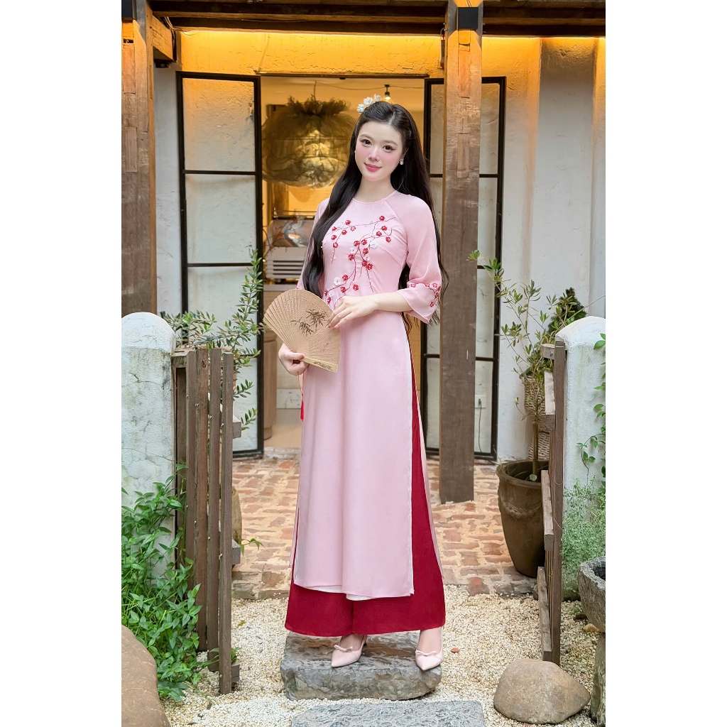 Áo dài cách tân Thục Chi vải tơ vân cao cấp by Lucci.Design