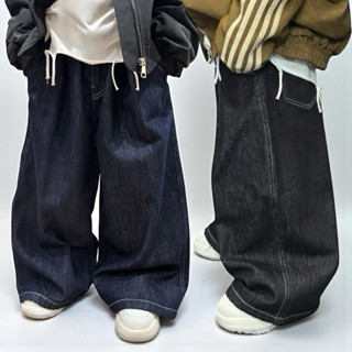  BABYBUYvip - Q2565 Quần jean PHOM TO LẤY THEO CHIỀU CAO  đen viền chỉ trắng ống rất thụng cho bé trai và bé gái 