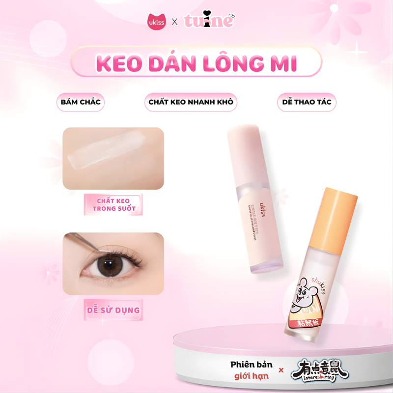 [HỎA TỐC] Ukiss Keo Dán Lông Mi Giả Lâu Trôi Nhanh Khô Không Gây Kích Ứng Siêu Dính 5g