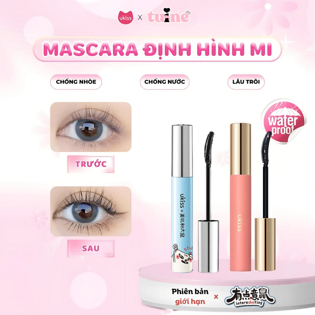 [HỎA TỐC] Chuốt mi Mascara Ukiss chống thấm nước lâu trôi đầu cọ mảnh chuốt dài và cong mi dành cho 