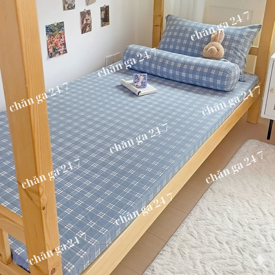 Bộ 3 món ga đũi trải giường ktx, set ga giường + 1 vỏ gối đầu + 1 vỏ gối ôm, combo 3 món đũi ktx