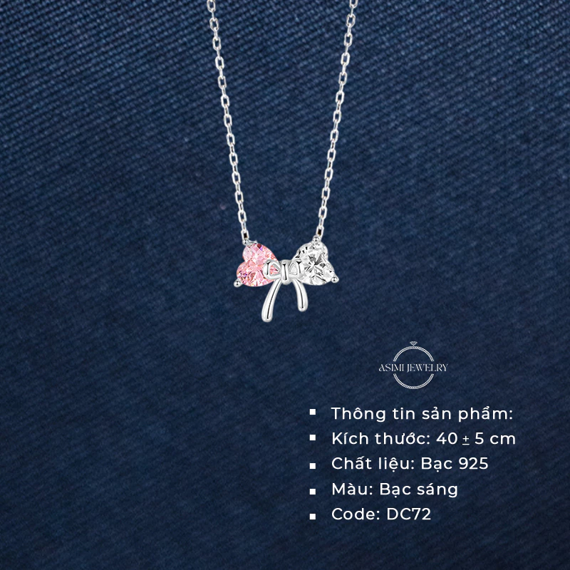 Dây chuyền bạc Ý S925 Nơ Công Chúa Asimi Princess Vibe DC72 4