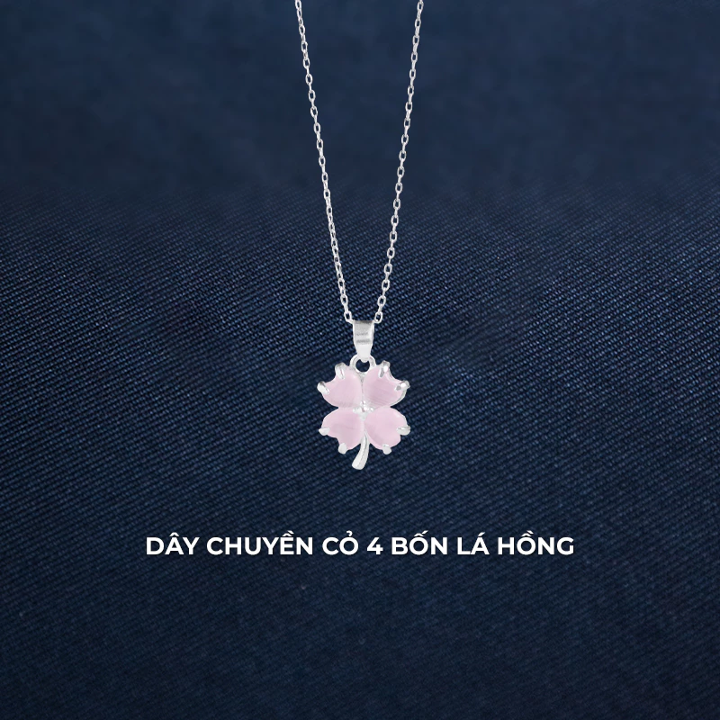 Dây chuyền bạc nữ Cỏ 4 Lá Hồng Asimi DC73 6