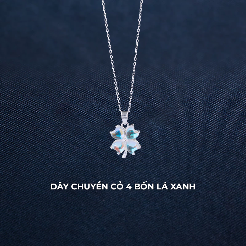 Dây chuyền bạc nữ Cỏ 4 Lá Hồng Asimi DC73 8
