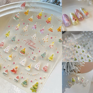  STICKER NOEL HÌNH CÂY THÔNG PASTEL TRANG TRÍ SẴN dán nail Giáng Sinh siêu xinh tiện lợi 