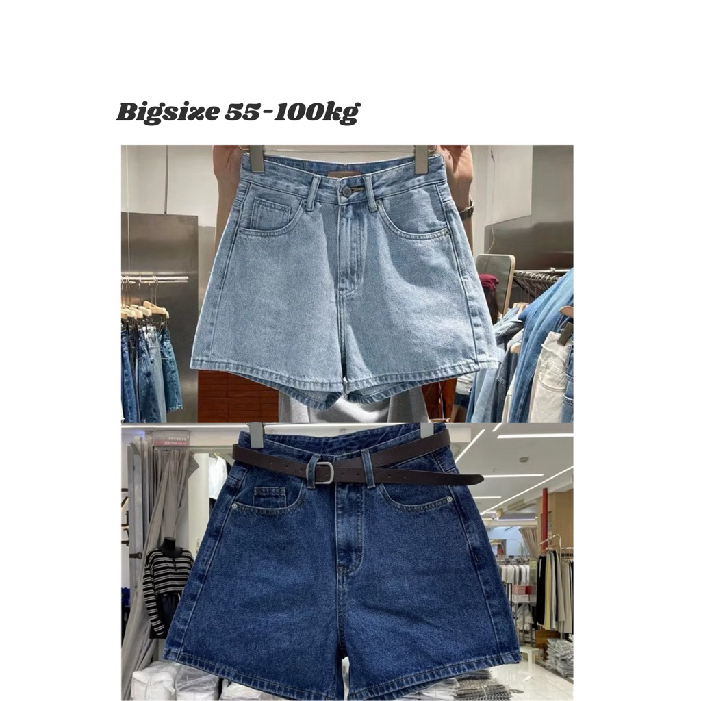 [bigsize 55-100kg] Short Jeans Trơn Basic trơn Xanh Đậm , Xanh Nhạt  Bigsize Nữ 55-100kg SAN JEANS BIGSIZE