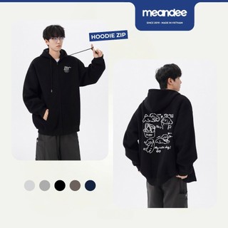  Áo Khoác Hoodie Nam Nữ Meandee Hoodie Zip Nỉ 2 Da Lót Lông Bông Dày Form Rộng Màu Đen Xám Local Brand - PuppyY 