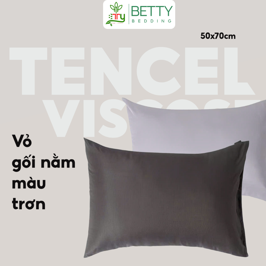 Vỏ Gối Nằm Betty Bedding Màu Trơn Tencel Viscose, Size 50x70cm
