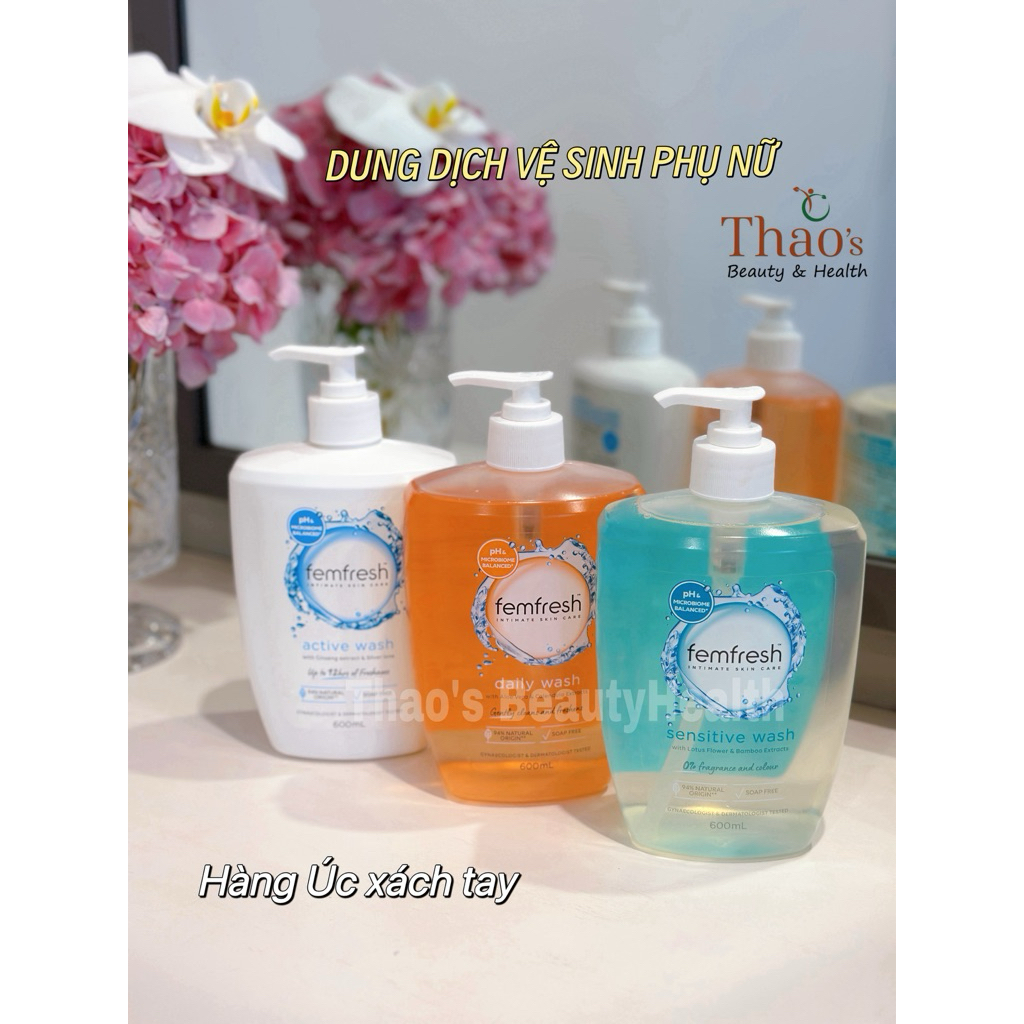 [Hàng Úc xách tay] Dung dịch vệ sinh phụ nữ Femfresh Sensitive Wash / Daily Wash / Active Wash (600m