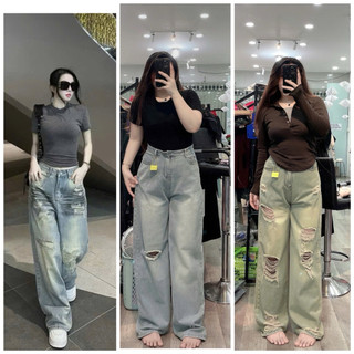   Bigsize 60-90kg  Quần suông jean ống rộng dài 105cm 