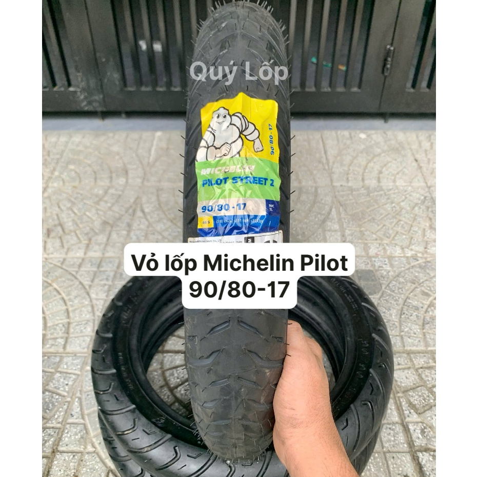 Vỏ lốp MICHELIN Pilot Street 2 size 90/80-17 gắn cho Winner, Exciter 150, 155VVA. Vỏ không ruột