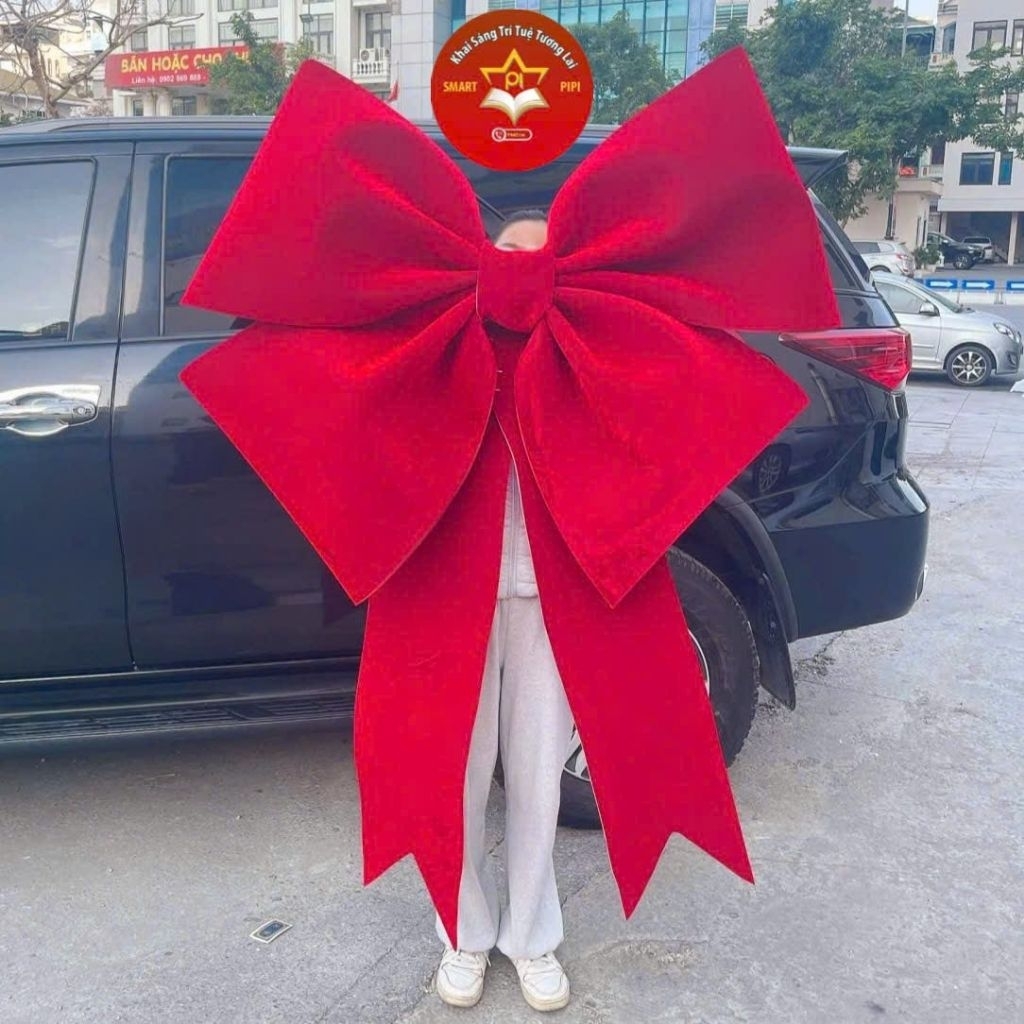 Nơ xốp nhung khổng lồ trang trí Giáng Sinh,Nơ xốp 6 cánh phủ nhung đỏ mịn đẹp decor Noel,tiệc cưới s