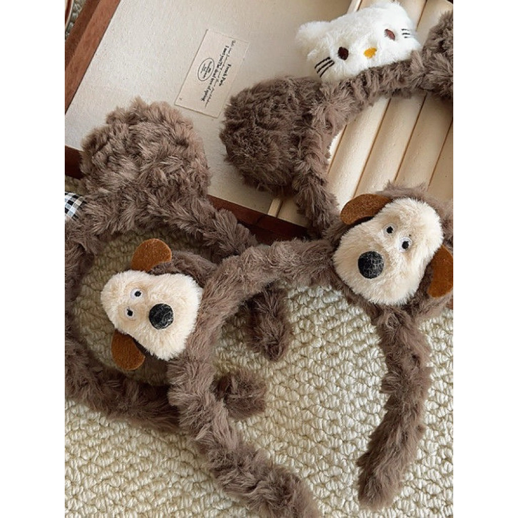 Băng đô lông cài tóc phong cách mới hình thú bông siêu dễ thương