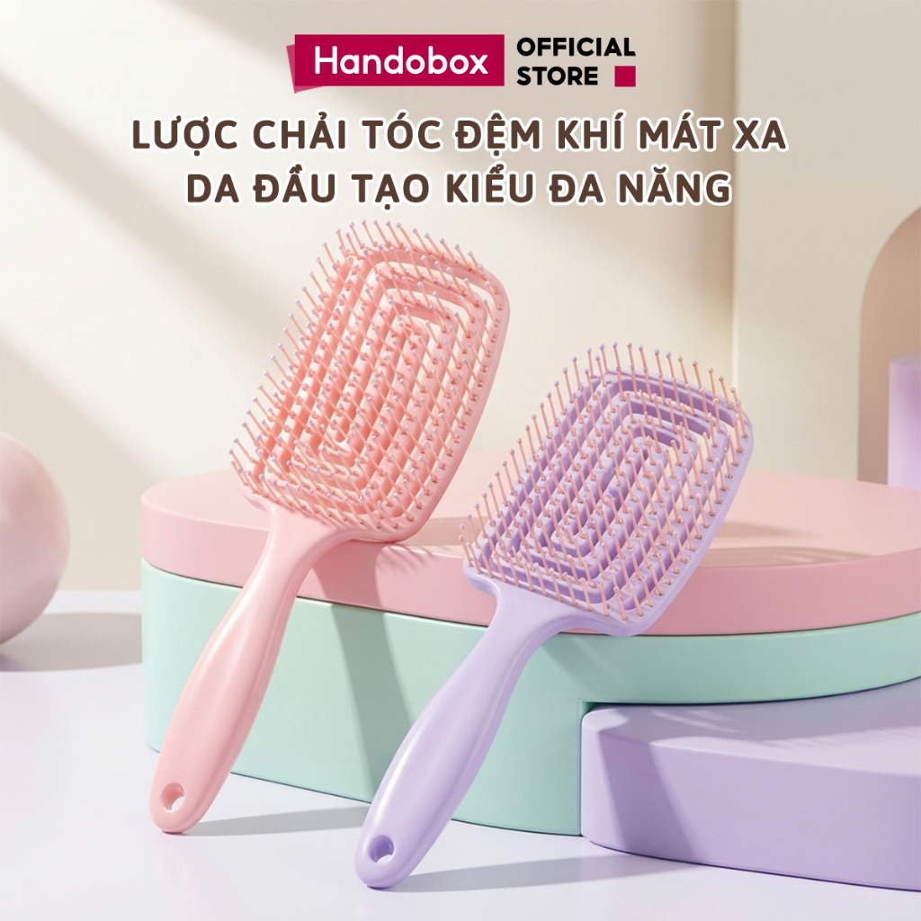 Lược Chải Tóc Gỡ Rối Tạo Kiểu Mát Xa Da Đầu Đa Năng Handobox Lược Bán Nguyệt Đệm Khí Chống Rụng Tóc